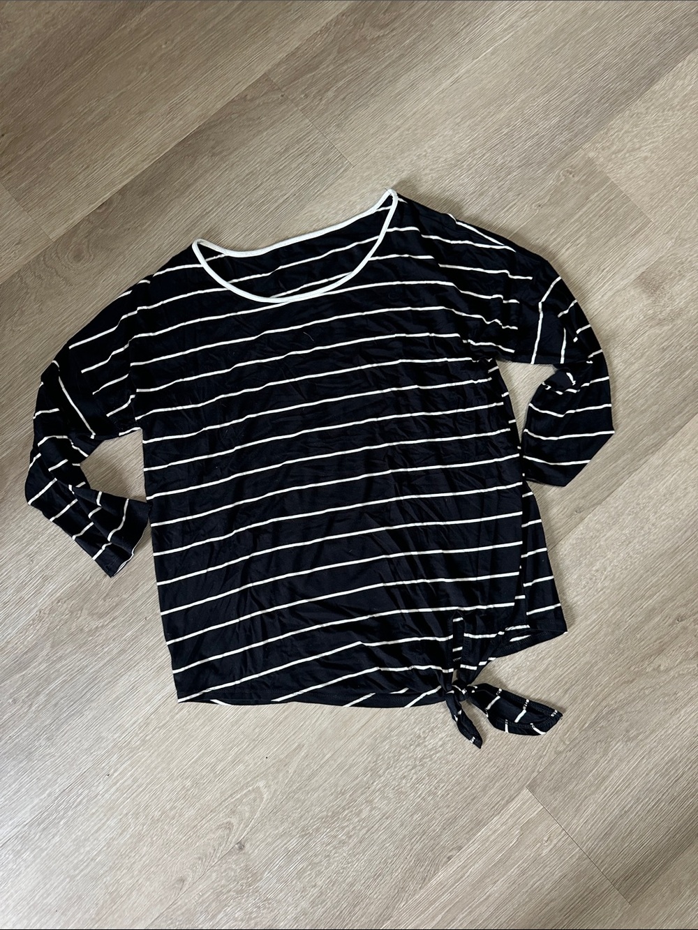 Women’s Black & White Striped Tie-Hem Top